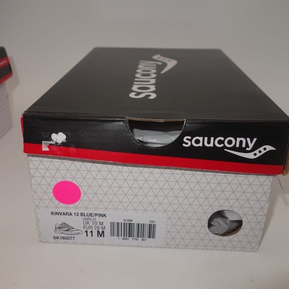 NEW Saucony Kinvara 12 Sneakers Lace Up Running Shoes Blue Pink Girl's 11 - Picture 10 of 11